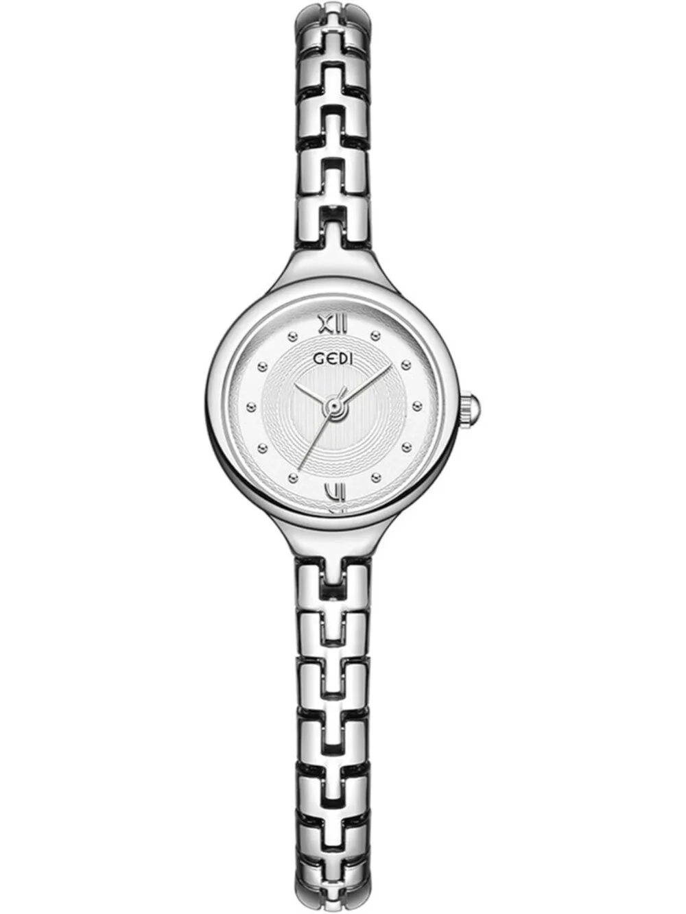 Women’s Silver White Dainty Bracelet Quartz in Small Round Dial Alloy Band Watch